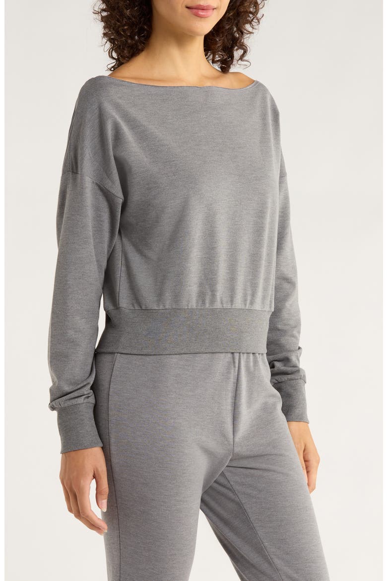 Flashdance Boat Neck Fleece Sweatshirt, Alternate, color, HEATHER SEEL GREY
