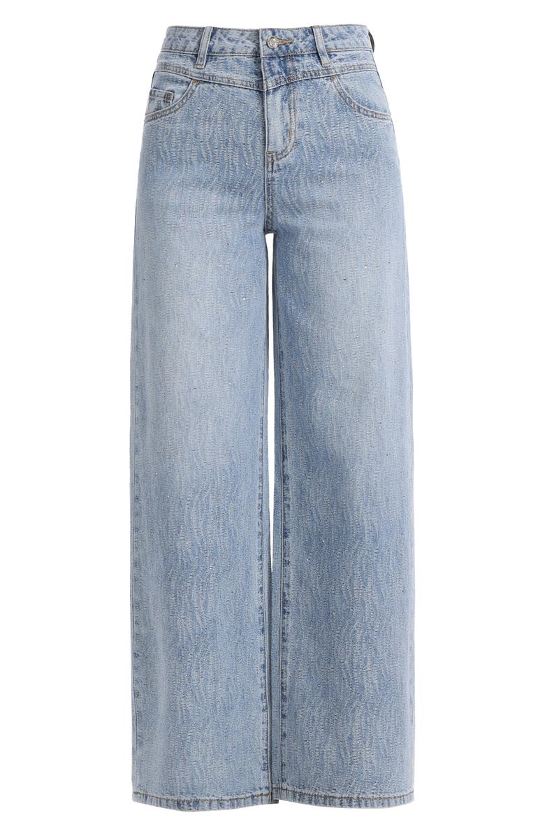 Bayeas Embellished Textured High Waist Wide Leg Jeans, Alternate, color, Cerulean