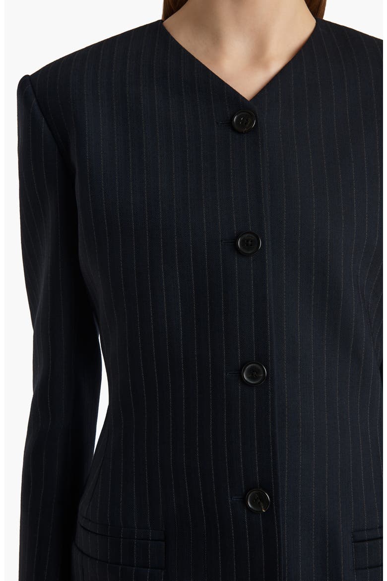 Naran Pinstripe Single Breasted Stretch Virgin Wool & Cotton Blazer, Alternate, color, NAVY / WHITE