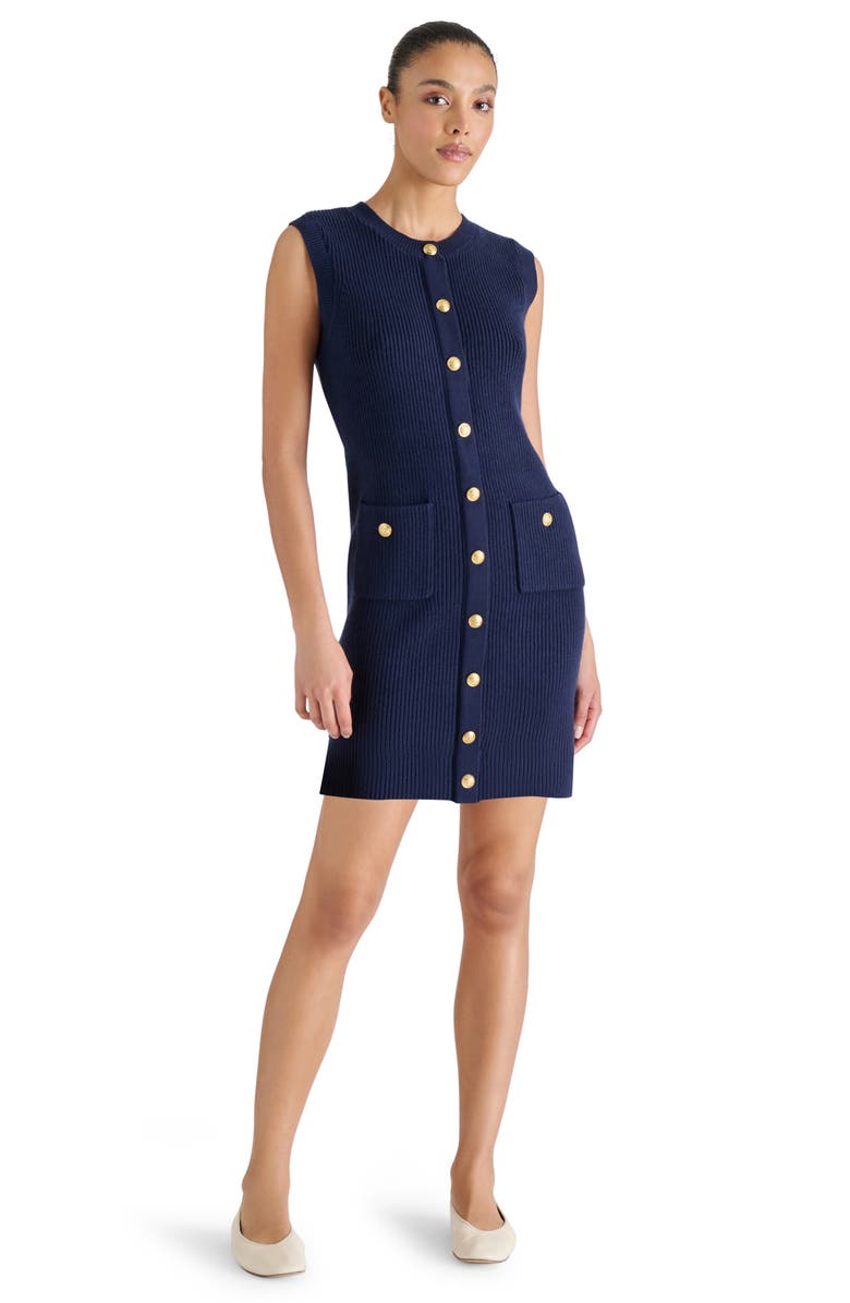 Steve Madden Mitsy Sleeveless Rib Sweater Dress, Alternate, color, Midnight