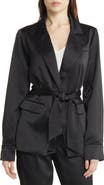 PAIGE Havenn Tie Waist Satin Blazer