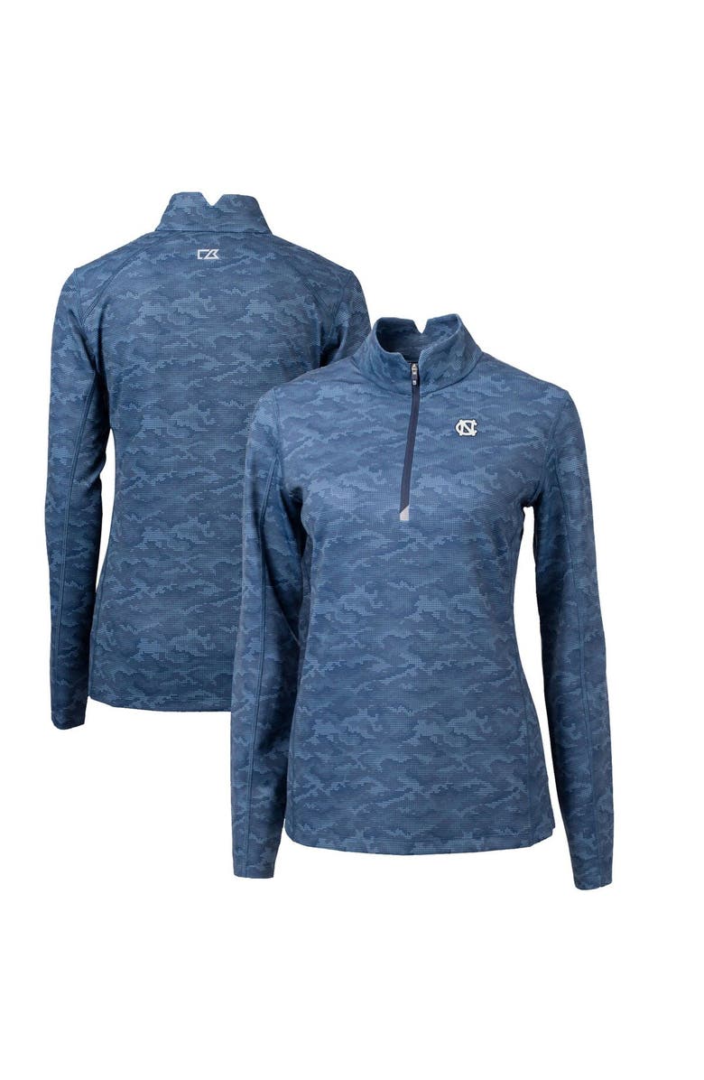Cutter & Buck Women's Cutter & Buck Navy North Carolina Tar Heels Traverse Camo Quarter-Zip Pullover Top, Main, color, Navy