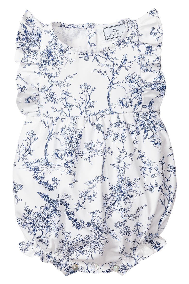 Timeless Toile Ruffled Romper, Main, color, WHITE