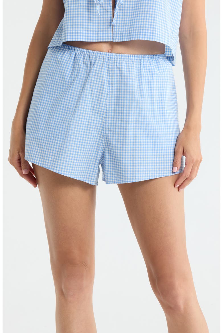 Gingham Cotton Sleep Shorts, Main, color, MARKET CHECK