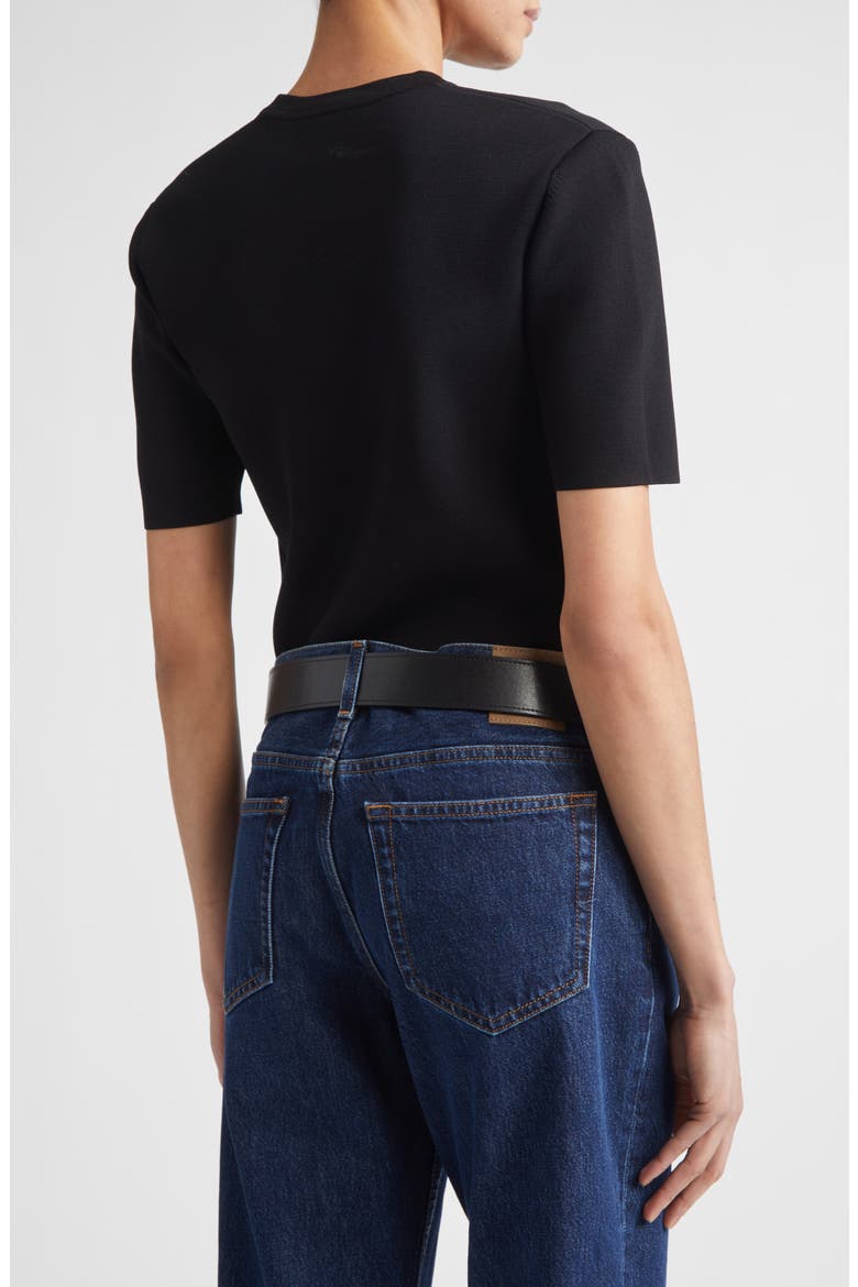 Compact Knit T-Shirt, Alternate, color, BLACK