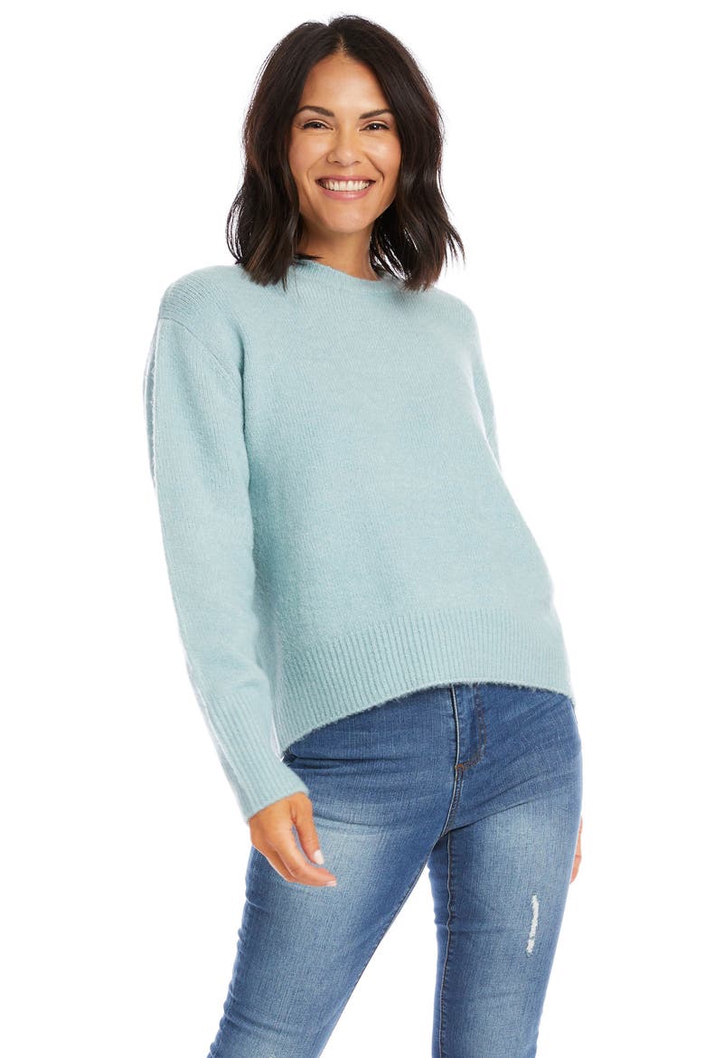 High-Low Crewneck Sweater, Alternate, color, AQUA