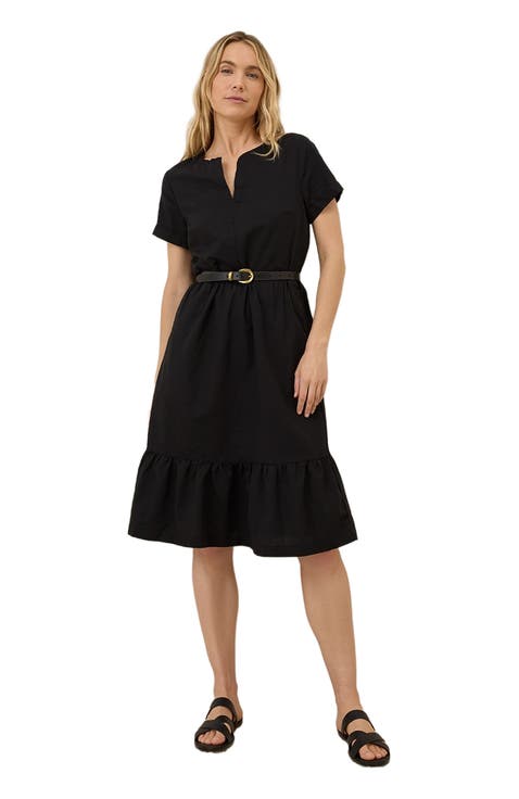 Canopy Linen Notch Neck Dress Made with Organic Cotton