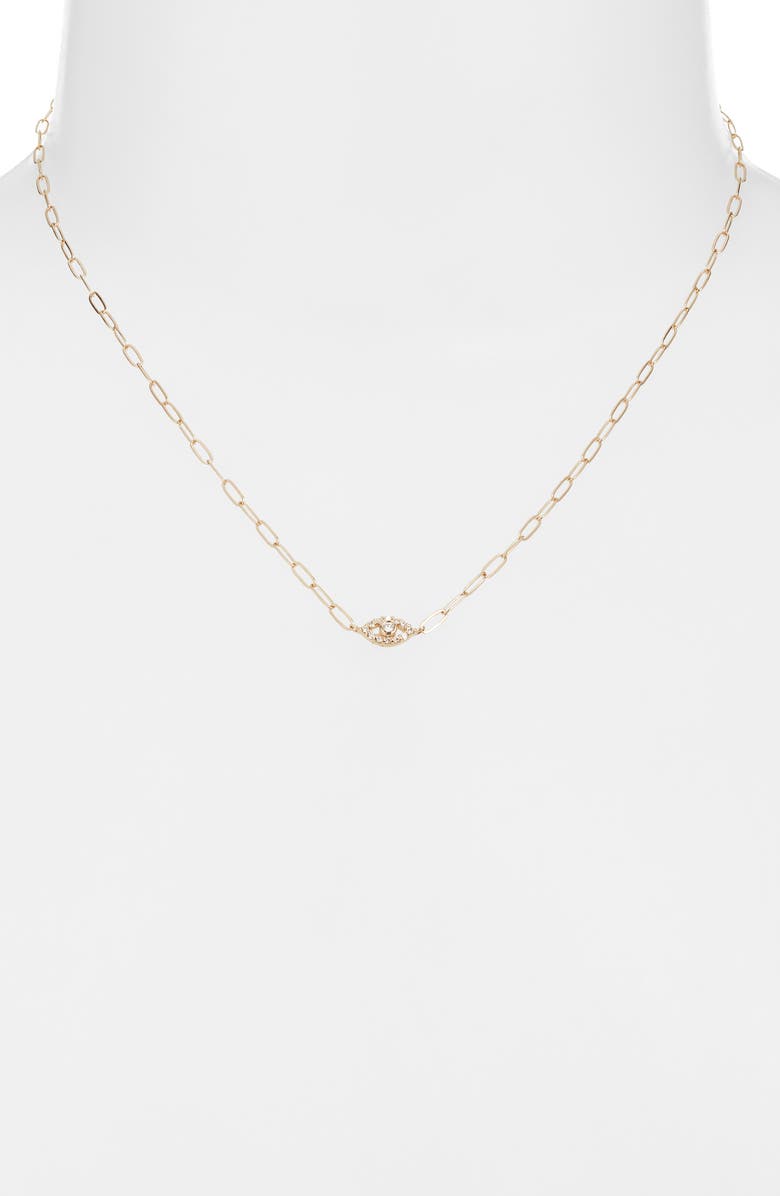 Anzie Classique Pavé Diamond Evil Eye Pendant Necklace, Alternate, color, Gold