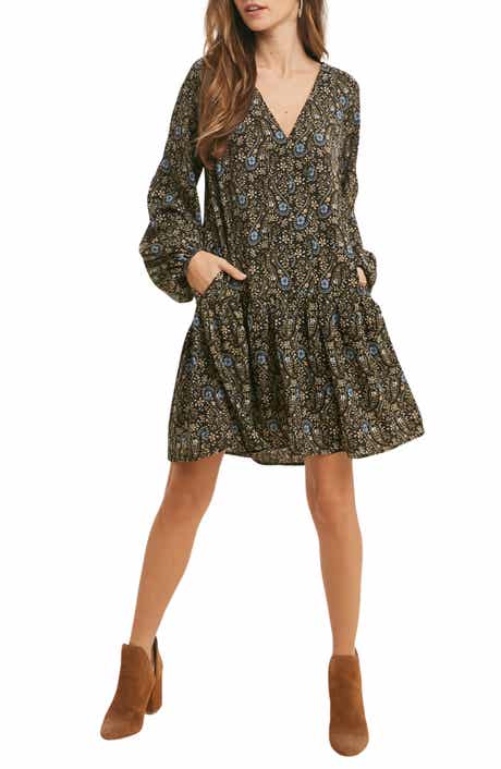 WISHLIST Tiered Long Sleeve Dress