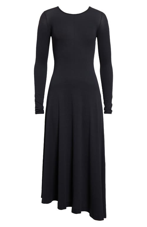 FFORME FFORME JO LONG SLEEVE STRETCH SILK CREPE JERSEY ASYMMETRIC DRESS 