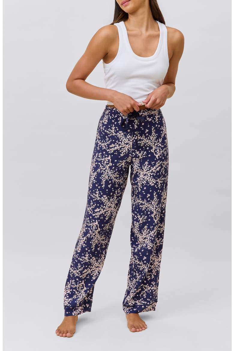 Cheri Blossom Pajama Pants, Alternate, color, NAVY