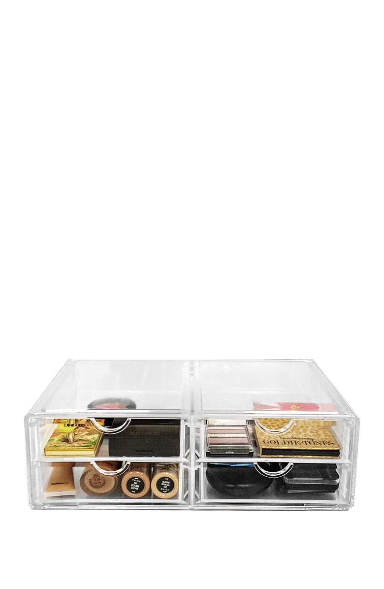SORBUS Acrylic 4 Drawer Cosmetics Makeup & Jewelry Storage Case X-Large Display Set, Main, color, Clear