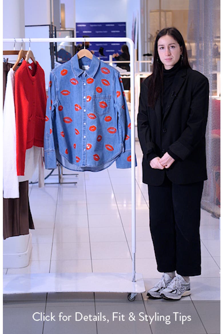 Kiss Print Denim Shirt Jacket (Women) | Nordstrom