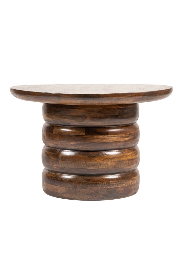 Round Coffee Table with Ribbed Base, Alternate, color, Black