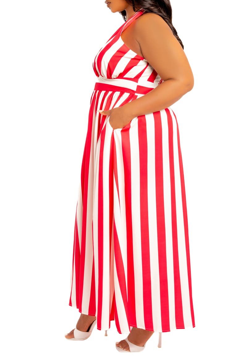 Stripe Halter Maxi Dress, Alternate, color, RED STRIPE