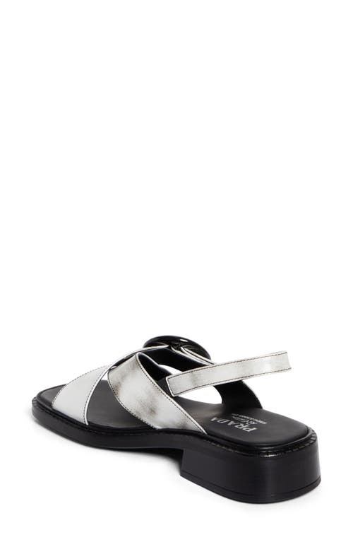 Prada Crisscross Calfskin Leather Sandal In Bianco
