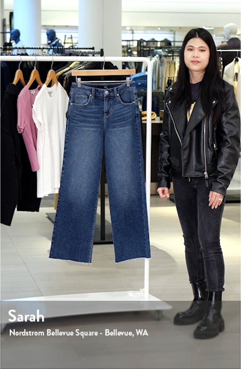 High Waist Raw Hem Wide Leg Jeans, sales video thumbnail