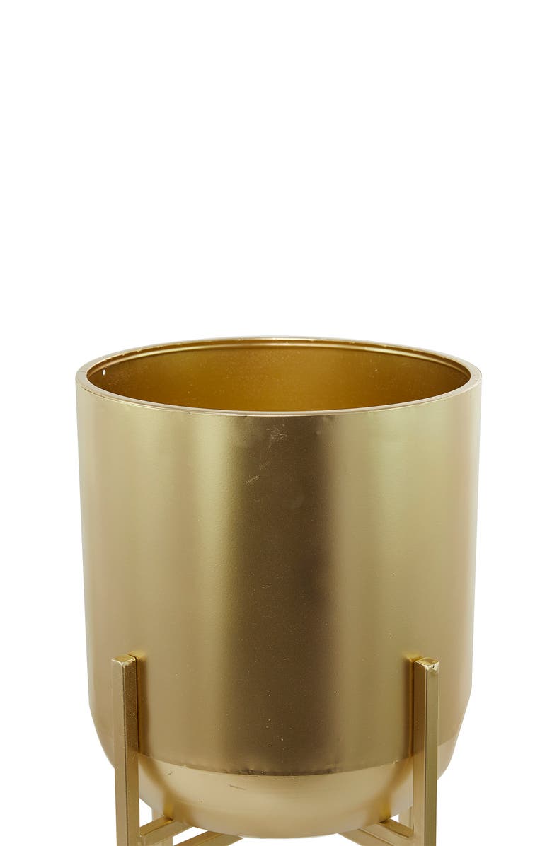 VIVIAN LUNE HOME Goldtone Metal Modern Planter with Removable Stand, Alternate, color, Gold