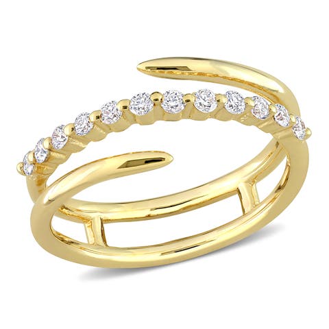Lab Grown Diamond Coil Ring Gold Plated Silver