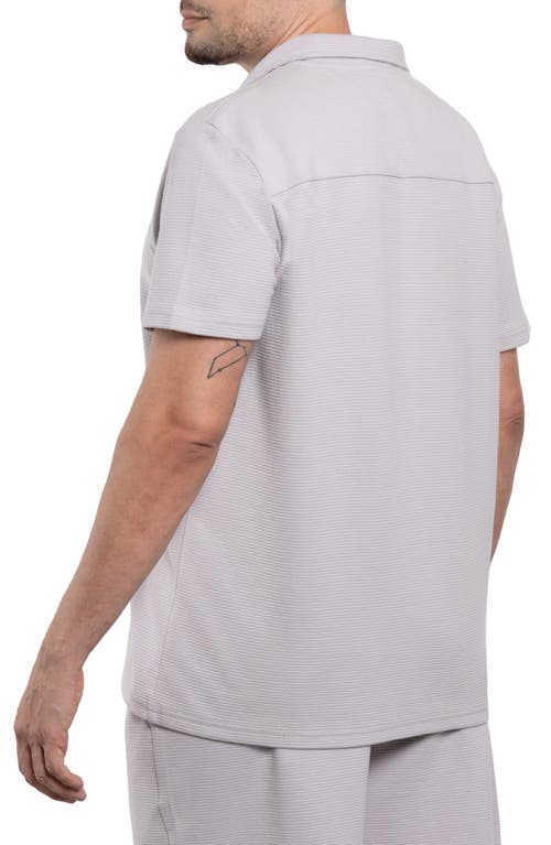 Shop Spring + Mercer Classic Fit Textured Knit Camp Shirt In Gray