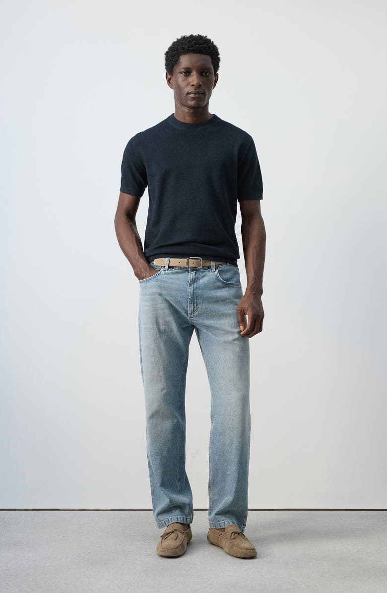 MANGO Fine Knit T-Shirt, Alternate, color, Navy