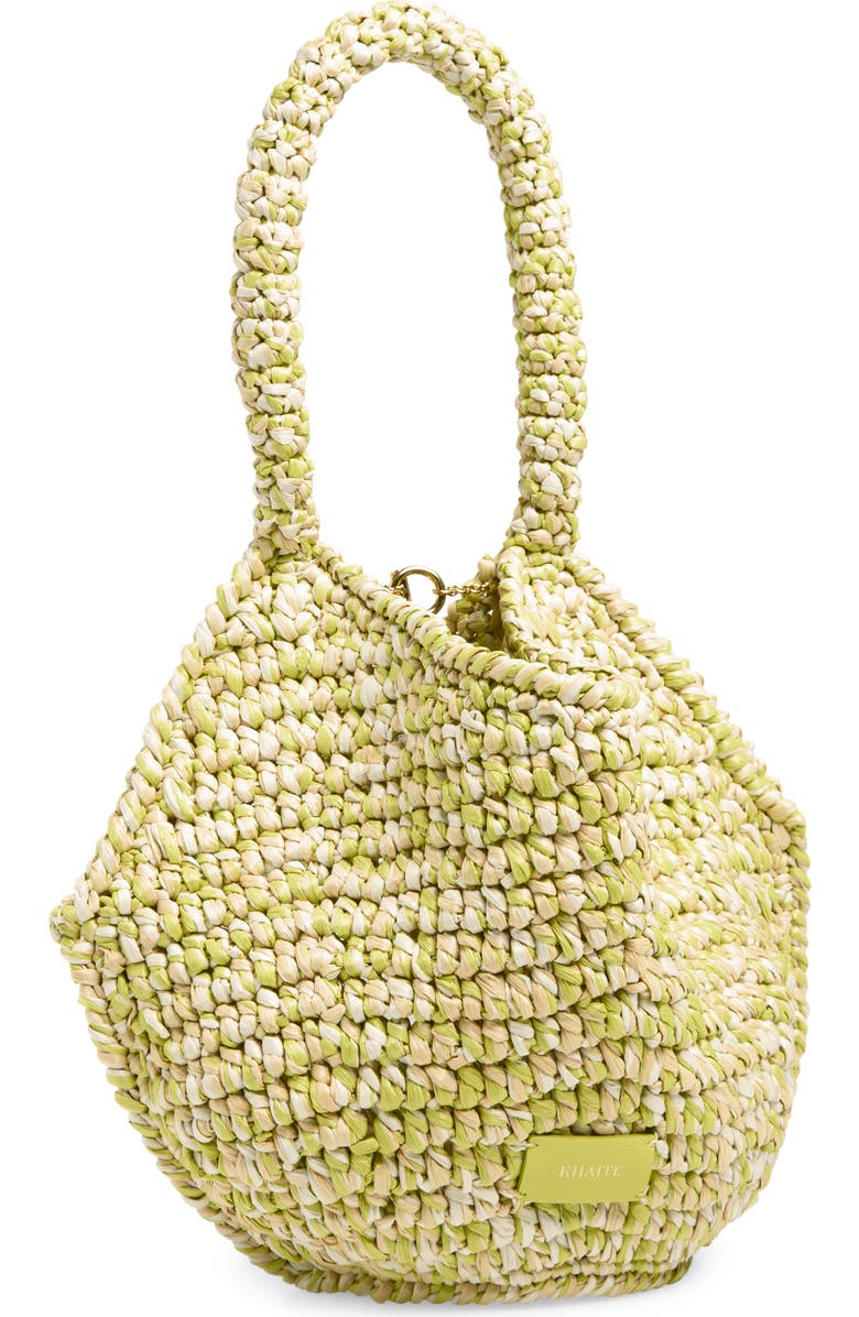 Khaite Mini Lotus Raffia Tote, Main, color, Citron / White