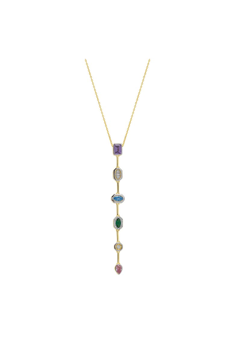 Kaleidoscope Y Lariat Sterling Silver Drop Necklace, Main, color, Gold