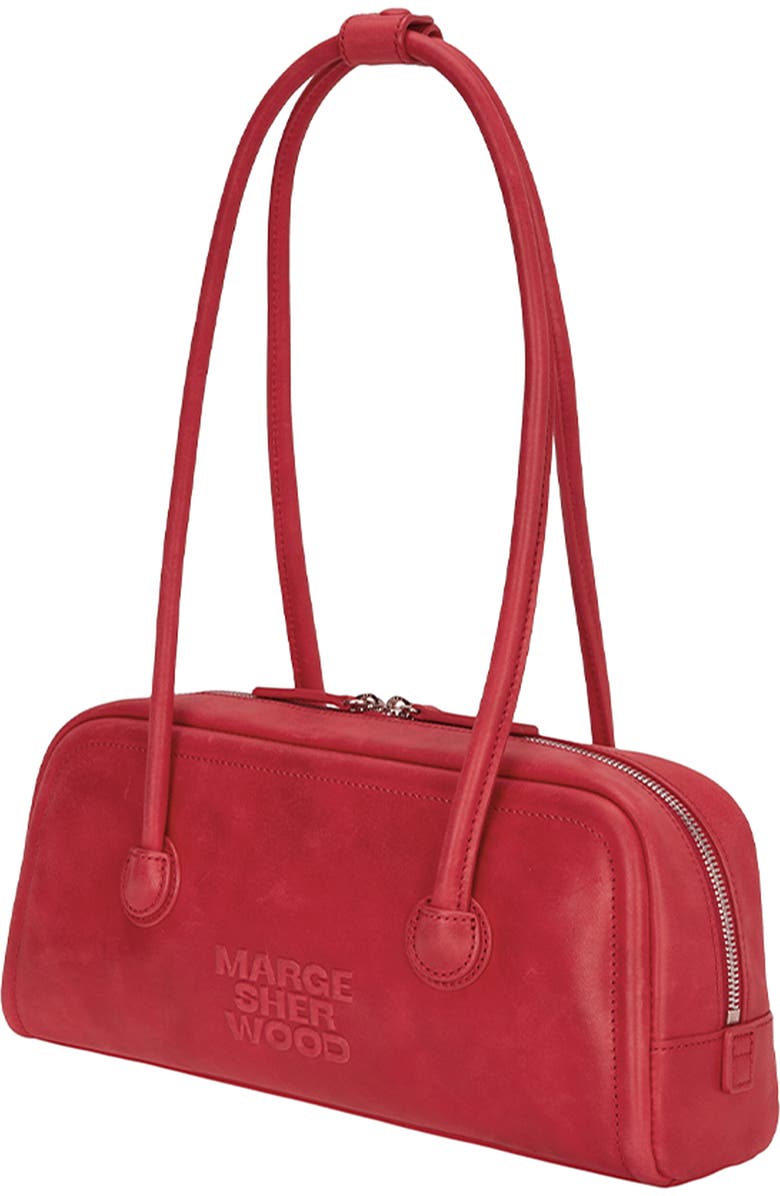 MARGESHERWOOD Baguette Leather Shoulder Bag, Alternate, color, Apple Red Pull-Up