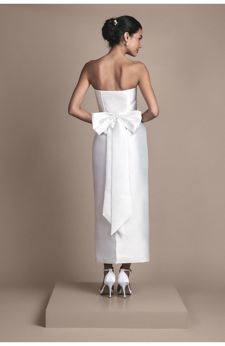 Coast Twill Bow Back Wedding Dress, Alternate, color, Ivory