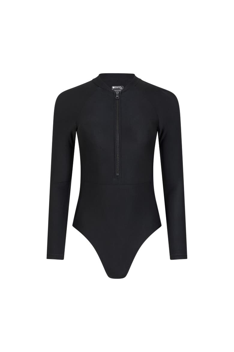 Surfer Long-Sleeved One Piece Bathing Suit, Main, color, Black