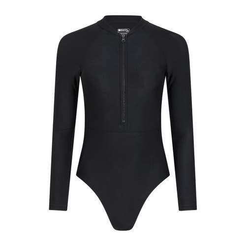 Mountain Warehouse Surfer Long-Sleeved One Piece Bathing Suit in Black at Nordstrom, Size 8