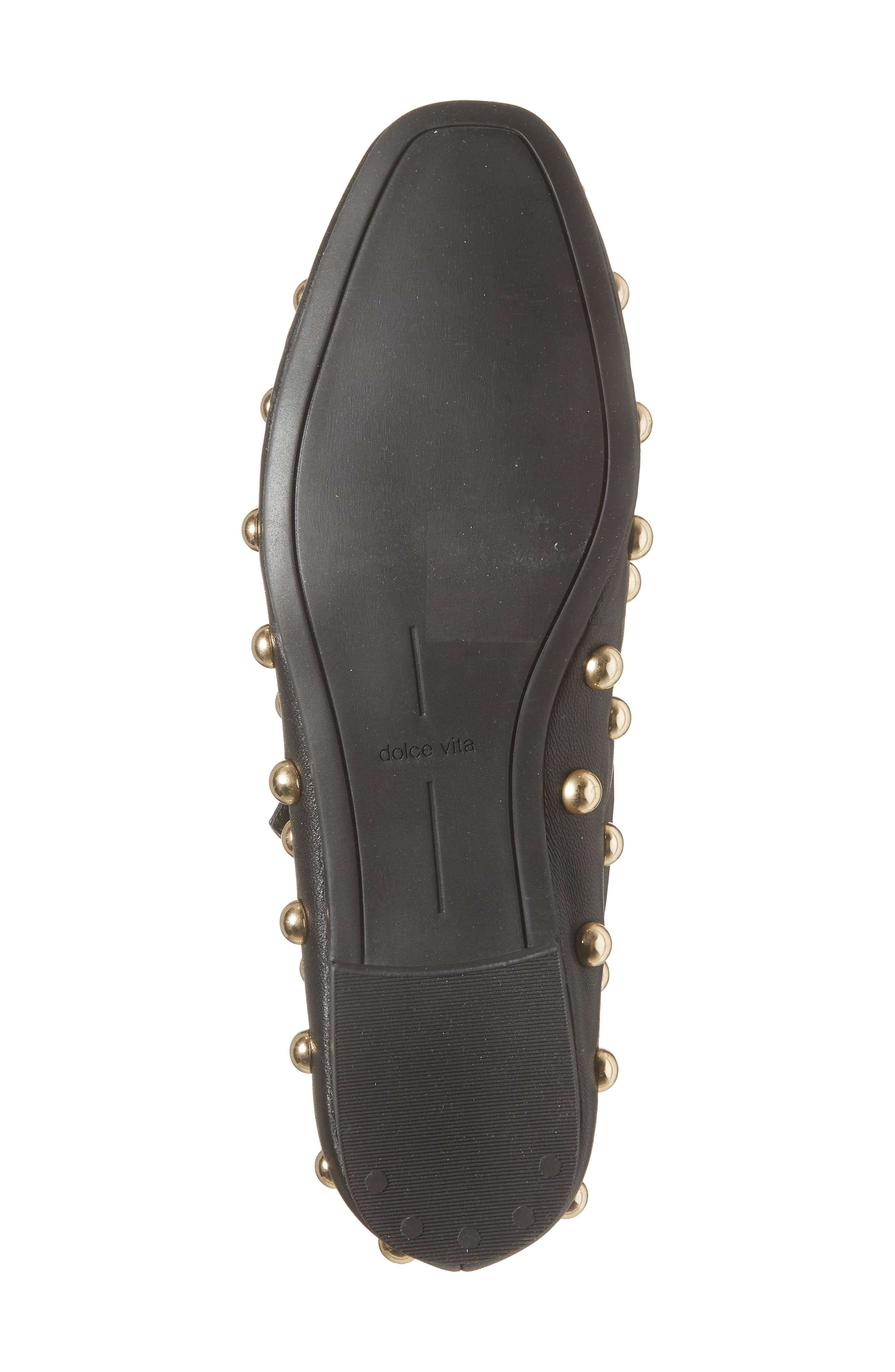 Dolce Vita Alissa Studded Flat, Alternate, color, Black Leather