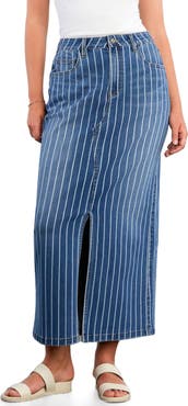 Wash Lab Denim Julia Stripe Denim Maxi Skirt