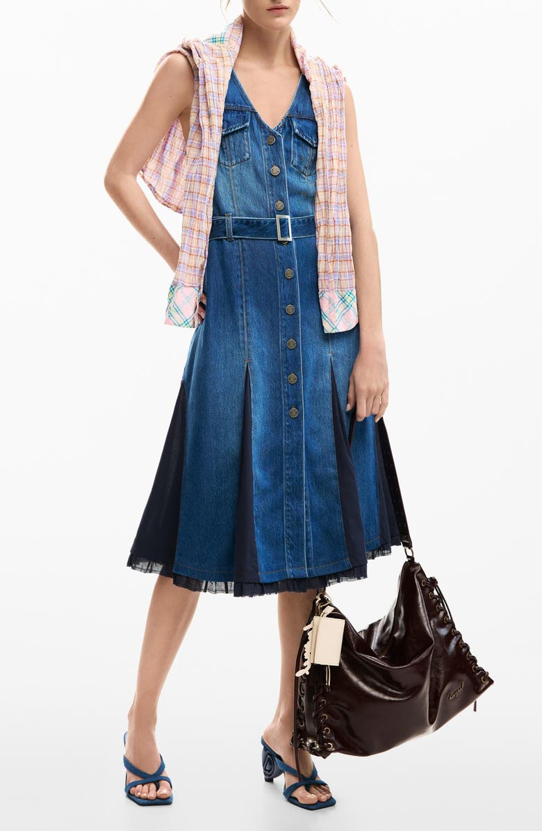 Desigual Sleeveless Denim Dress, Alternate, color, 