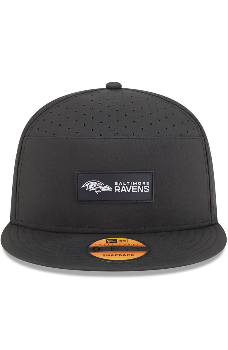 New Era Men's New Era Black Baltimore Ravens 2025 Sideline  Split Panel 9FIFTY Snapback Hat, Alternate, color, Black