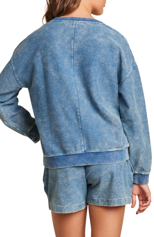 Barefoot Dreams Denim Look French Terry Sweatshirt In Indigo Light Wash