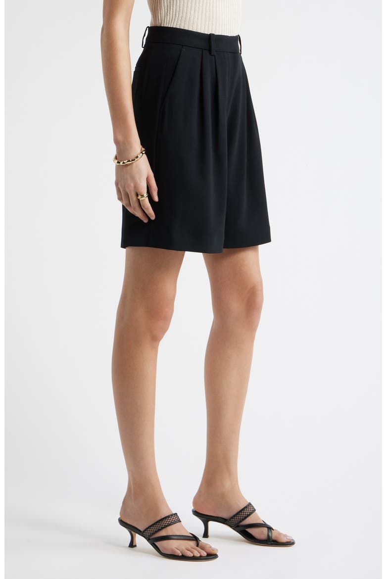 Pleat Front Trouser Shorts, Alternate, color, BLACK