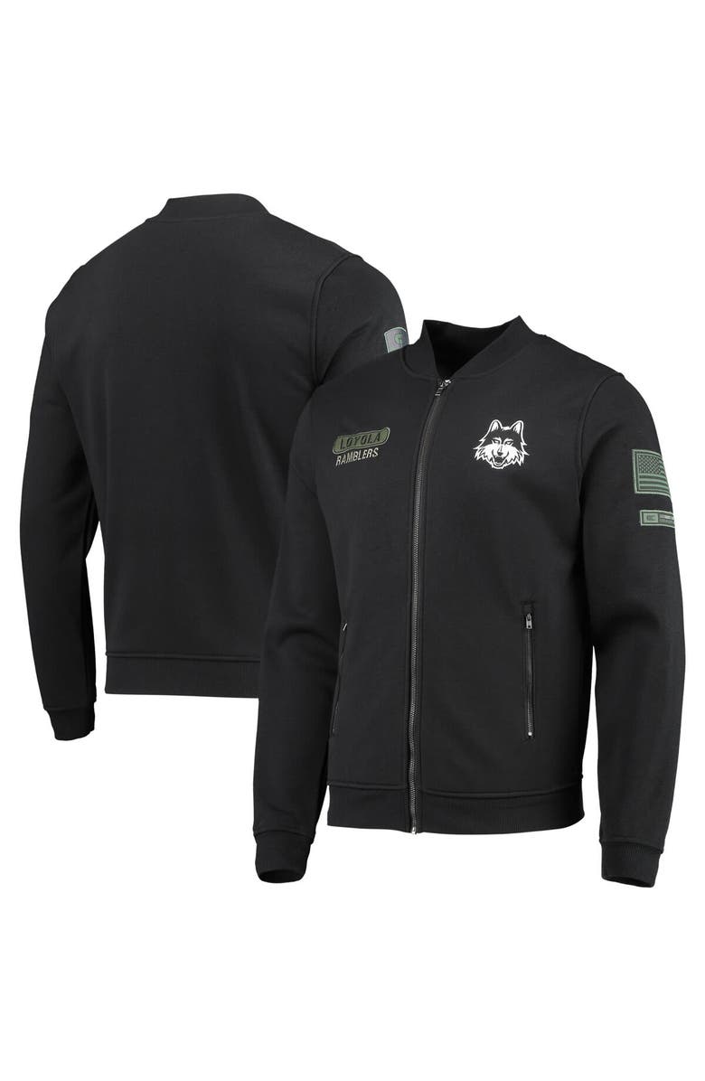 COLOSSEUM Men's Colosseum Black Loyola Chicago Ramblers OHT Military Appreciation High-Speed Bomber Full-Zip Jacket, Main, color,