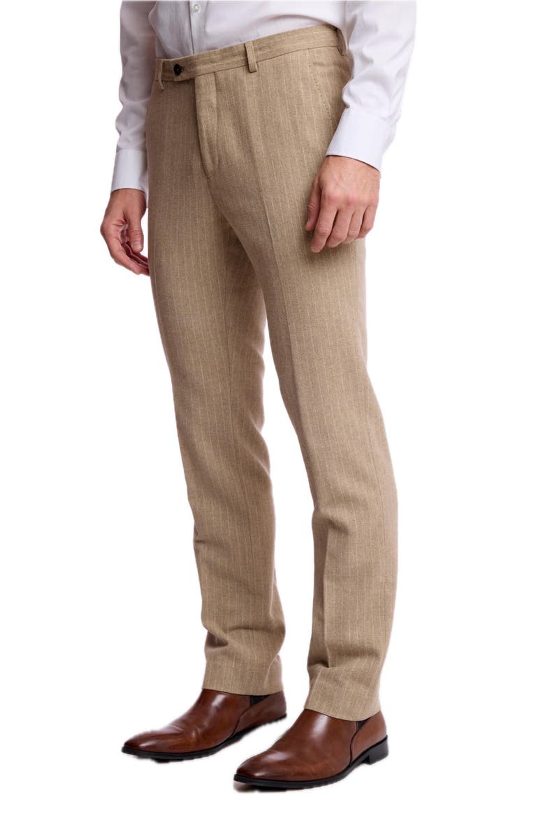 Downing Slim Fit Pinstripe Wool Blend Pants, Alternate, color, HARVEST TAN PINSTRIPE