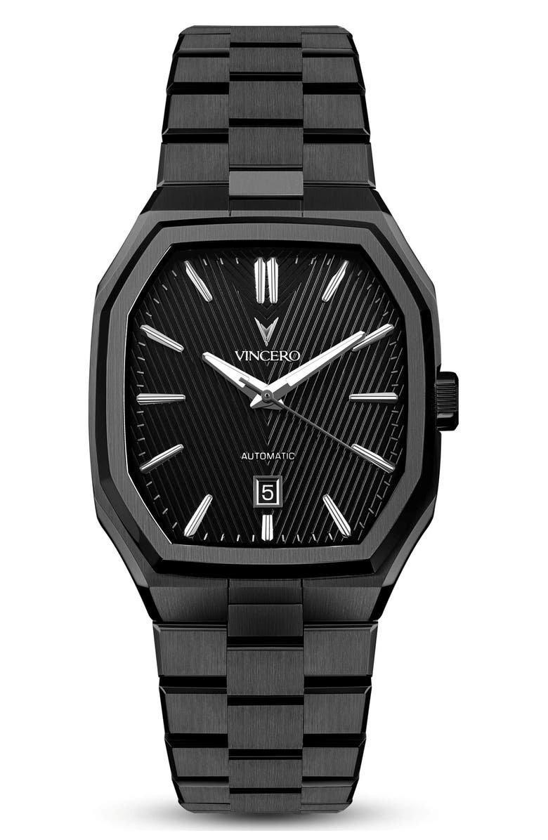 Vincero Inception Vertigo Automatic Bracelet Watch, 38mm, Main, color, Black