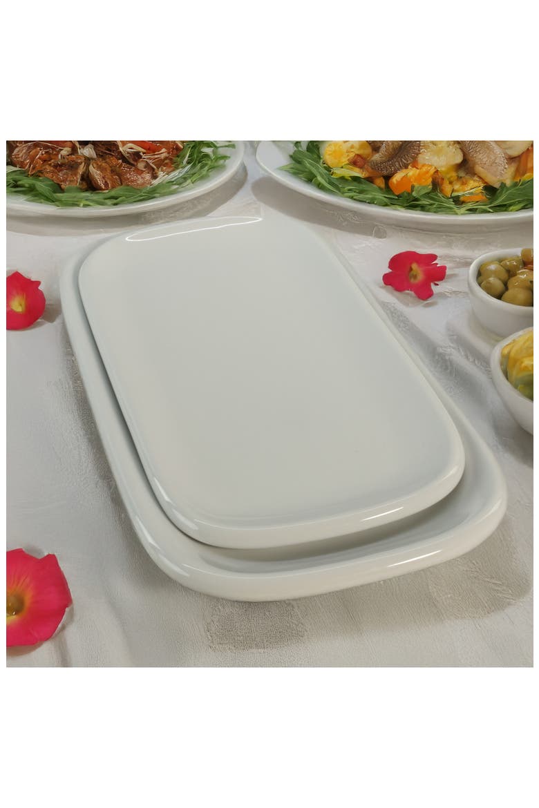 Set of 2 Assorted Impulse Rectangular Platters, Alternate, color, WHITE