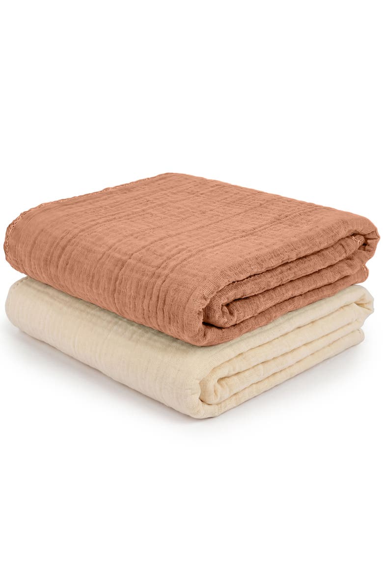 Muslin Baby Blanket, Main, color, Brown