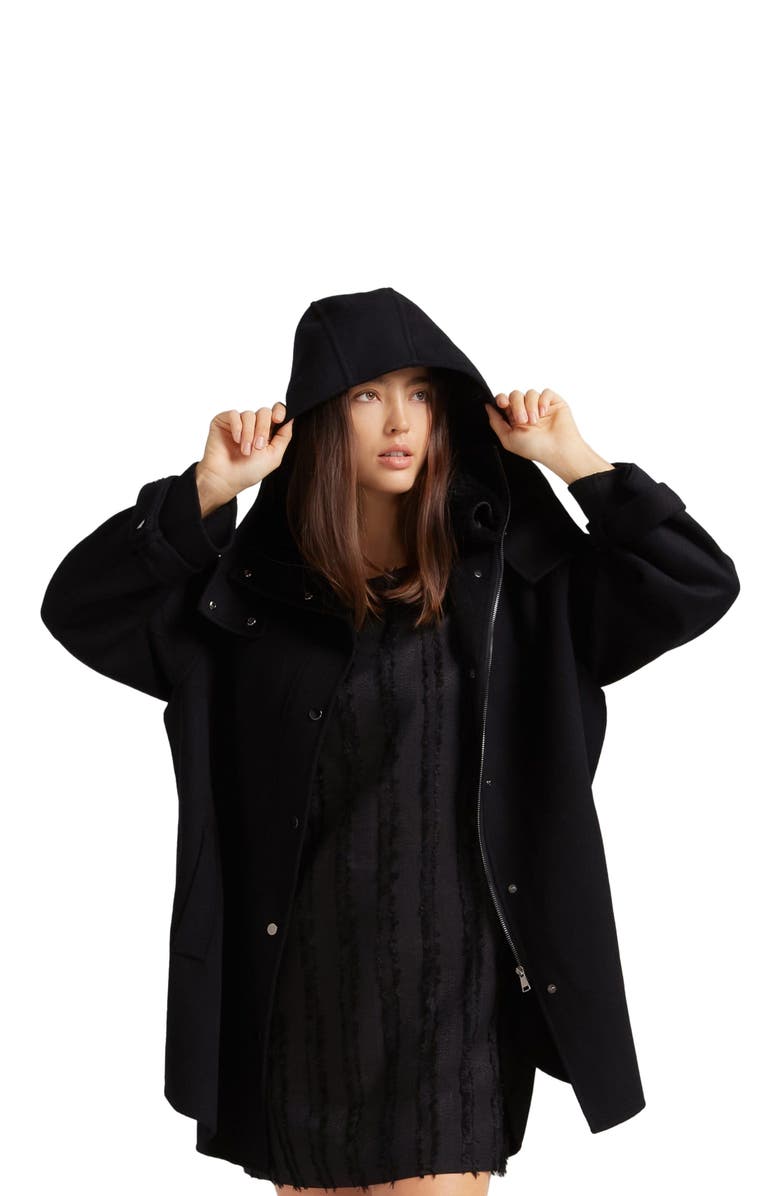 Belle & Bloom Heavy Hearted Detachable Hooded Coat, Alternate, color, Black
