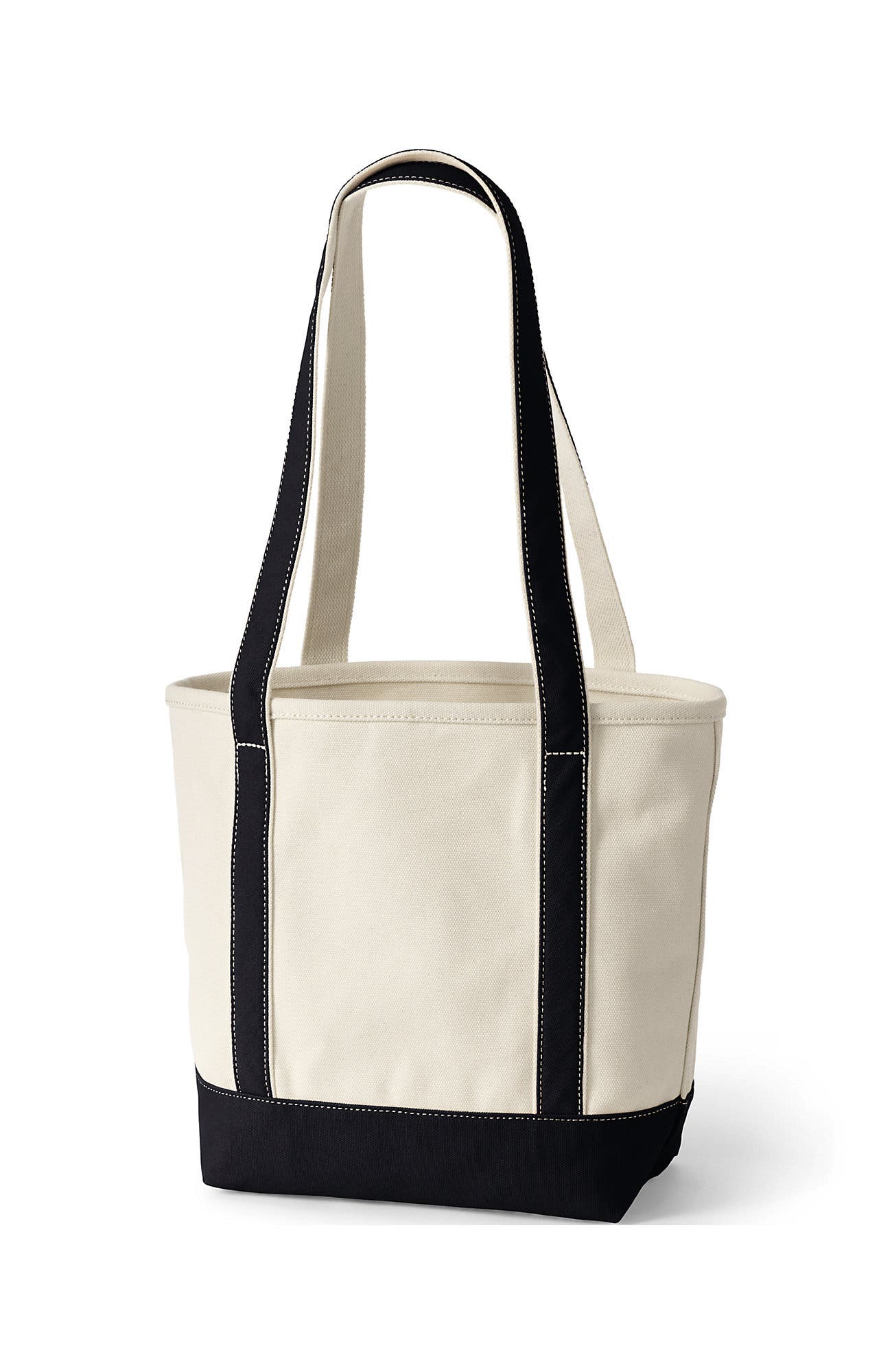 Lands' End Lands’ End Canvas Open Top Tote Bag  Regular & Long Handle Carry All - Stylish  for Work  Travel  Beach  Errands  Great Gift, Alternate, color, Natural/Black