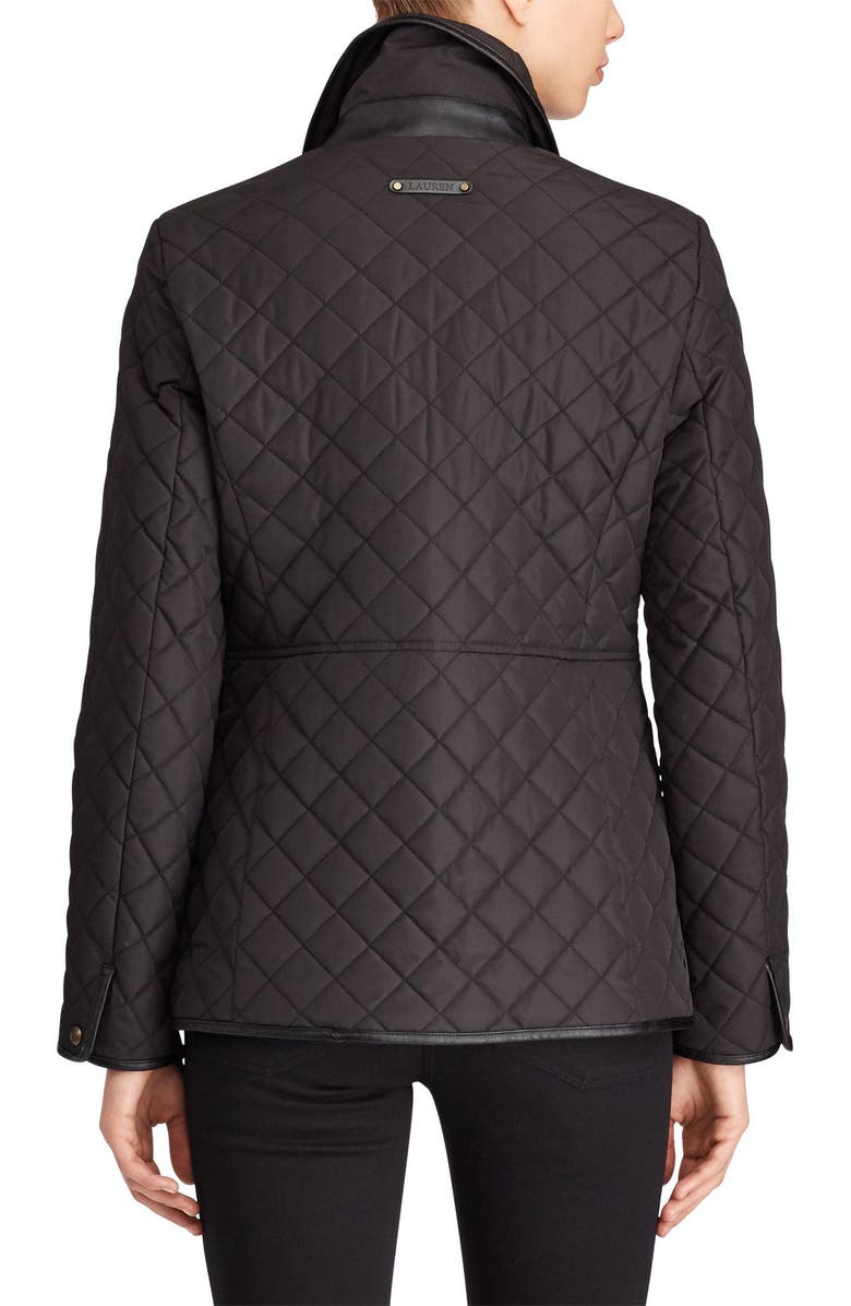 Lauren Ralph Lauren Faux Leather Trim Quilted Jacket, Alternate, color, 