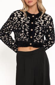 Petal & Pup Tyra Leopard Spot Fuzzy Eyelash Crop Cardigan