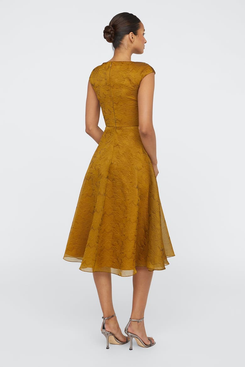 Helen Tie Neck Cocktail Dress, Alternate, color, Gold Nectar