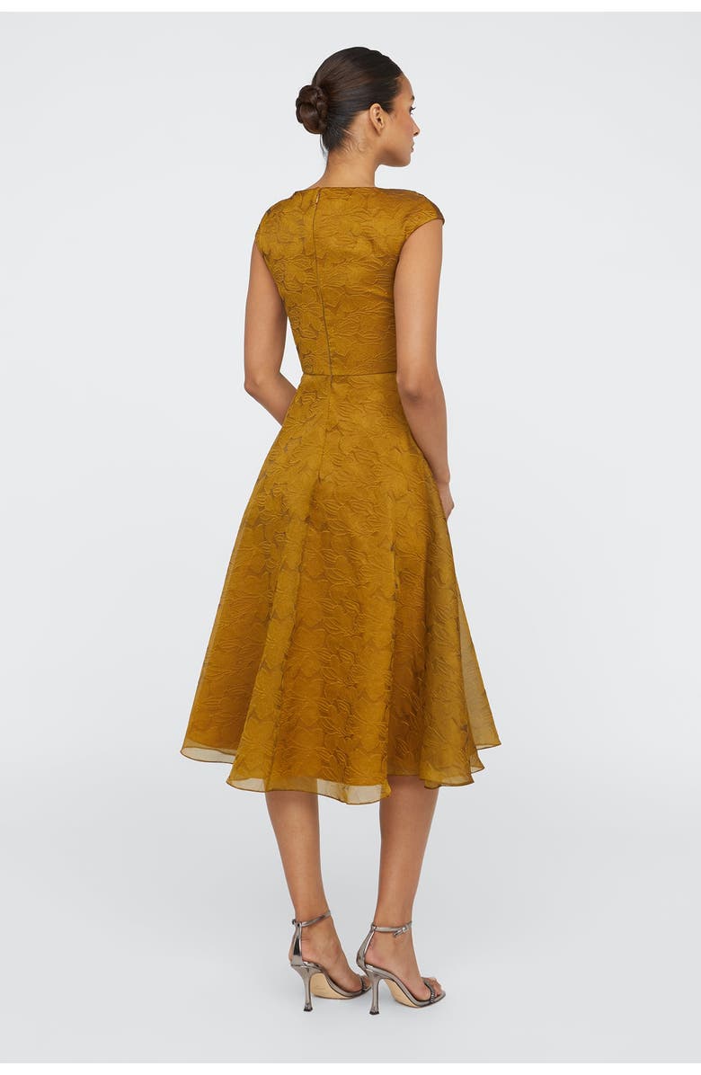 Theia Helen Tie Neck Cocktail Dress, Alternate, color, Gold Nectar