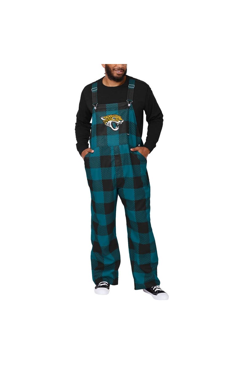 FOCO Men's FOCO  Teal Jacksonville Jaguars Big Logo Plaid Overalls, Main, color, 