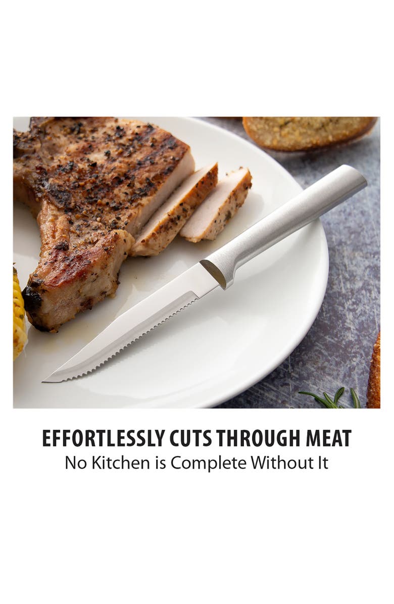 Rada 4 Piece Serrated Steak Knife Set with Gift Box, Alternate, color, Black